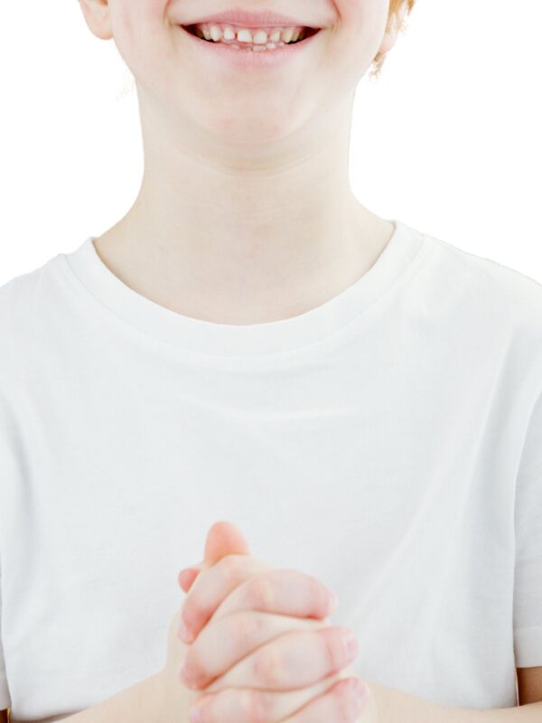 T-Shirt bimbo in cotone bianca per saio monacale